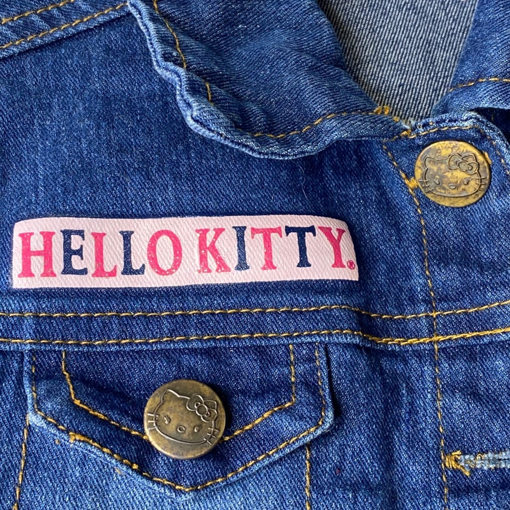 Sanrio Hello Kitty Denim Jacket Girls XS 4/5 Toddler Cartoon Camp 76 Cute Kids - Picture 3 of 13